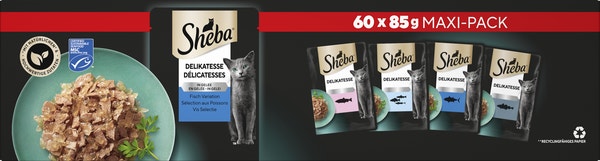 Sheba Delicatesse Maaltijdzakjes - Kattenvoer -Vis Selectie in gelei - 60 x 85 g