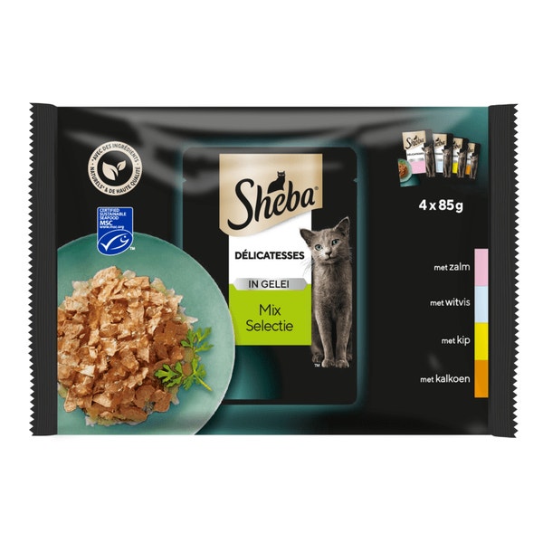 SHEBA® Zakje Delicatesse Mix Gelei 4x85g image 1