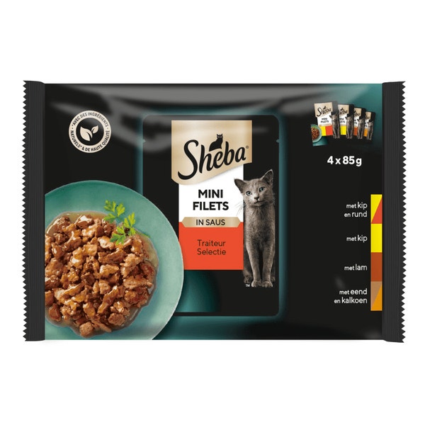 SHEBA® Zakje Mini Filet Vleesjus 4x85g image 1
