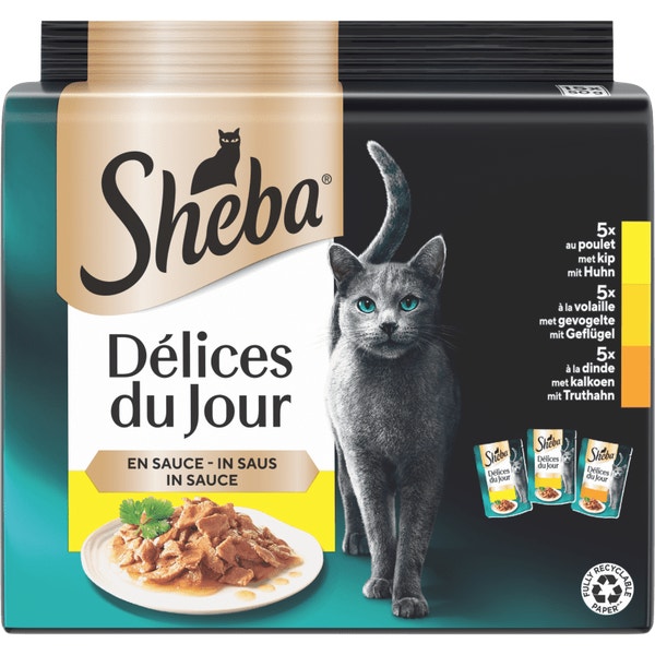 SHEBA® Zakje Multipack Délices du Jour in Jus met Gevogelte 15x50g image 1