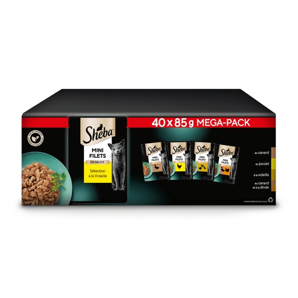 SHEBA® Sachet Multipack Maxi-Pack Sélection Mini Filets en Sauce Variété Volaille 60 x 85g image 1
