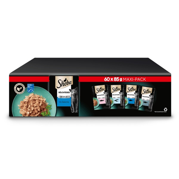 SHEBA® Zakje Multipack Maxi Pack Delicatesse Visvariatie MSC Gelei 60x85g image 1