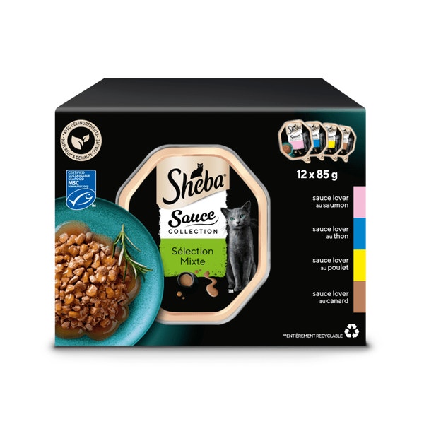 SHEBA® Barquette Collection Sauce Adulte Sélection Mixte avec légumes 12x85g image 1